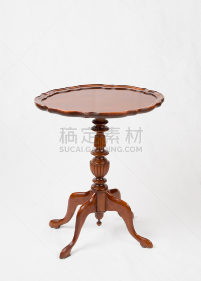 桌子,小的,边几,椭圆形,垂直画幅,褐色,古董,无人,手艺,白色背景