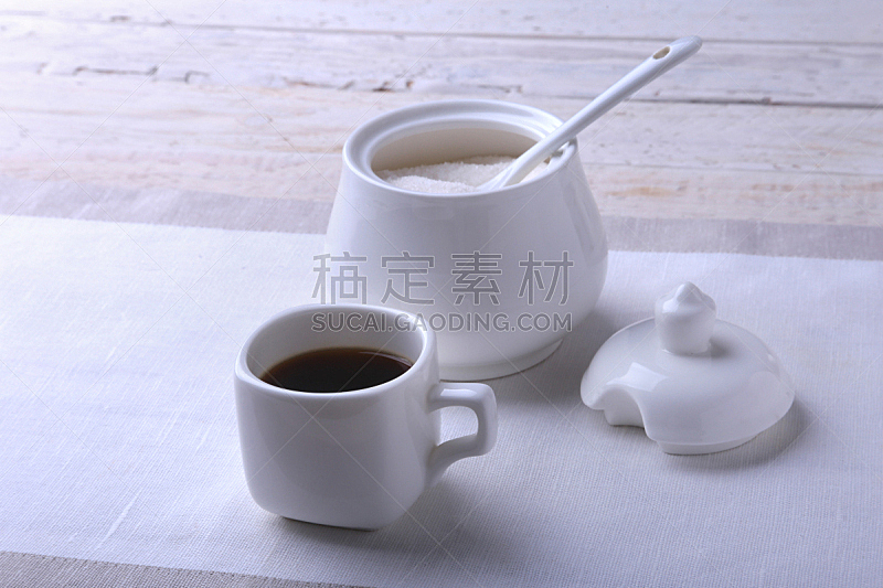 水壶,碗,杯,牛奶,浓咖啡,白色背景,咖啡,概念,咖啡豆,热
