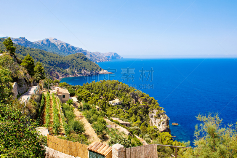 sierra de tramuntana,海岸线,风景,马略卡,太阳,海景,岛,西班牙,白昼