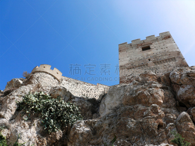 城墙,安达卢西亚,城堡,在下面,摩尔人风格,水平画幅,山,无人,古老的