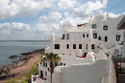 建筑外部,岩石海岸线,水平画幅,punta del este,建筑,无人,乌拉圭,户外,海岸线,海滩