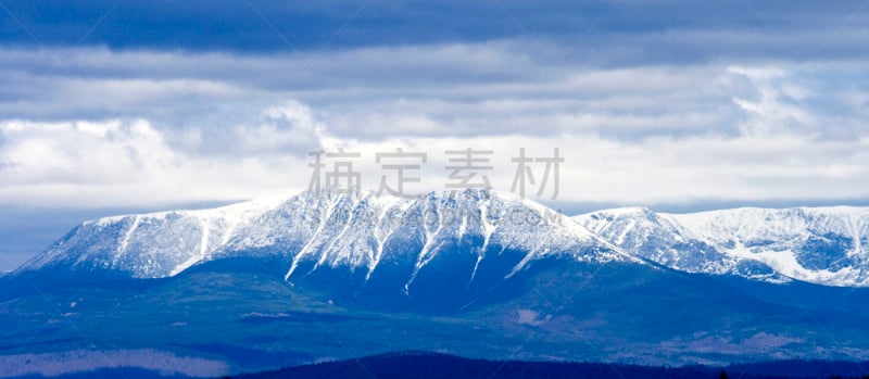 卡塔丁山,水平画幅,地形,山,雪,无人,阿巴拉契亚山脉,全景,山顶,缅因州