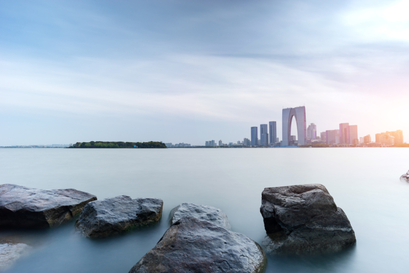 苏州,地形,金鸡湖,水平画幅,夜晚,无人,全景,城市天际线,户外,城市预览效果