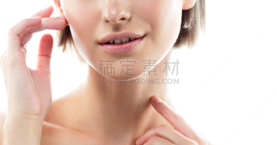 人的鼻子,肩,颈,女人,嘴唇,白色,影棚拍摄,分离着色,锁骨,美