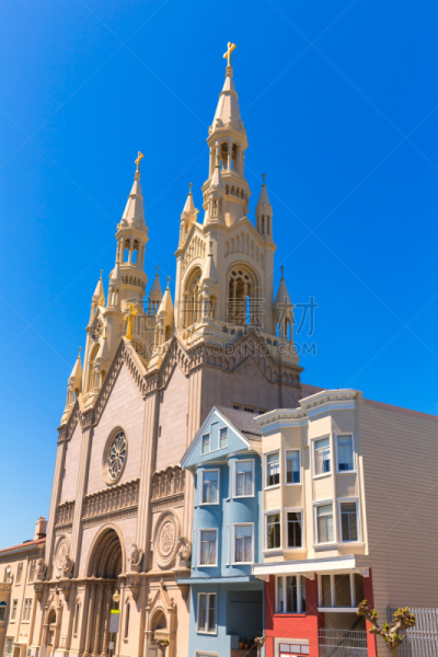 华盛顿广场公园,保尔,saint peter,旧金山,弗里斯科,垂直画幅,古董,美国,建筑