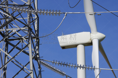 风力,天空,风,水平画幅,能源,无人,蓝色,涡轮,金属,特写