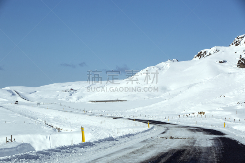 雪,火山,冬天,山,潮湿路滑标志,风,水平画幅,无人,蓝色,路