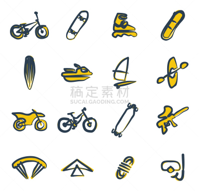 计算机图标,极限运动,数字2,彩色图片,绘画插图,风,休闲活动,冲浪风筝,滑板,彩弹射击