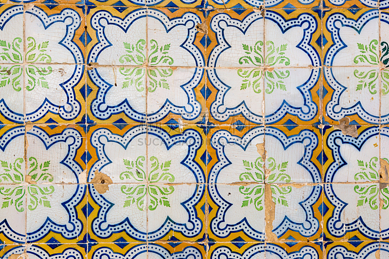 Typical traditional ceramic tiles 'azulejos' from the Algarve