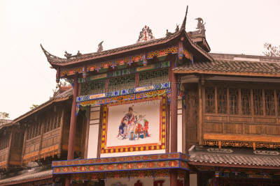 居住区,都江堰 ,纪念碑,柳树,古董,度假胜地,水平画幅,无人,古老的,古典式
