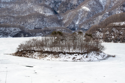 湖,冻结的,自然,水,水的凝结形态,里山,水平画幅,地形,无人,日本