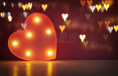 动物心脏,背景聚焦,情人节,发光二级管,黄金,水平画幅,形状,无人,符号,装饰物