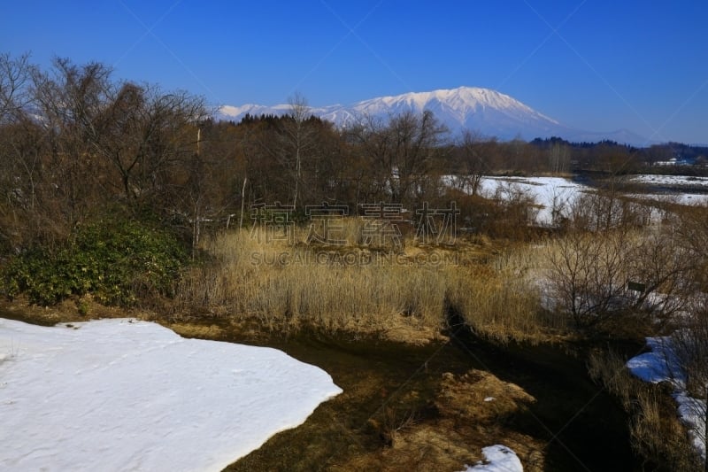 河流,岩手县,山,旅途,雪,水面,自然美,春天,植物,岩石