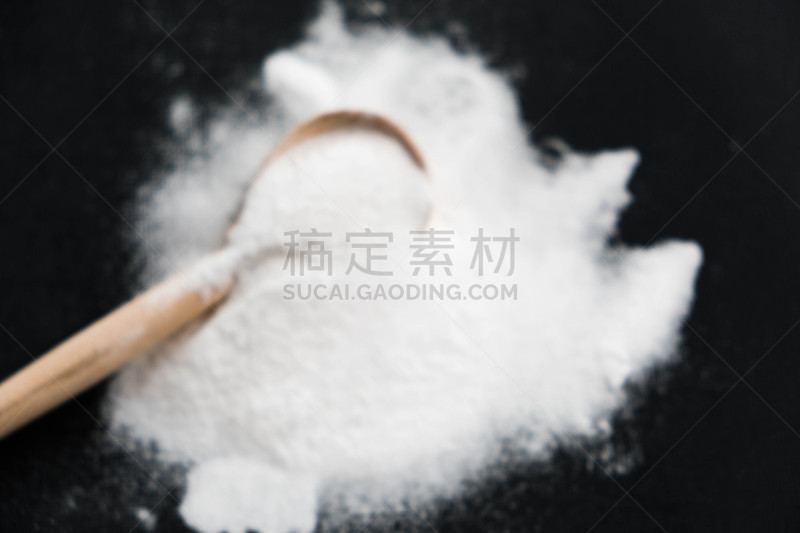 汤匙,钠,焙碱,黑色背景,木匙,土壤检测仪,水平画幅,无人,安全的,无酵薄饼