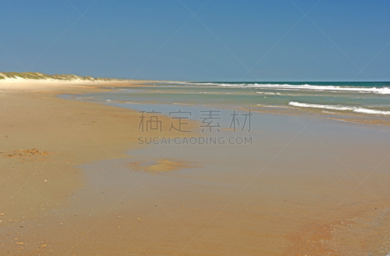 沙子,海滩,barrier islands,宁静,水,天空,美,海特瑞斯角,水平画幅,无人