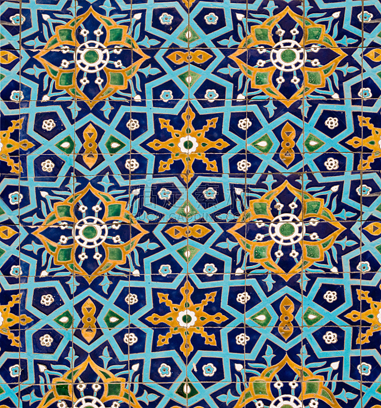 瓷砖,式样,东方人,撒马尔干,马略尔卡陶器,乌兹别克斯坦,几何形状,对称,美术工艺,复古风格