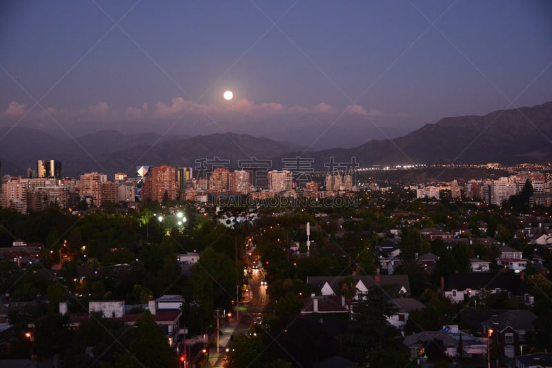 月亮,山,智利,圣地亚哥德古巴,充满的,安地斯山脉,mount anderson,月光酒,天空,水平画幅