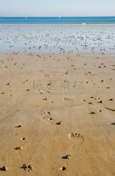 垂直画幅,水,脚印,沙子,无人,蓝色,湿,户外,海洋,海岸线