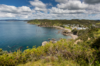 派希亚镇,bay of islands,新西兰,russell,地形,水,天空,水平画幅,山,沙子