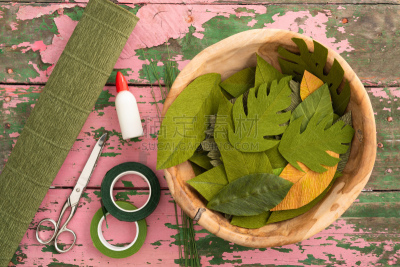 叶子,纸花,厨房器具,褐色,古董,艺术,水平画幅,高视角,枝繁叶茂,牡丹