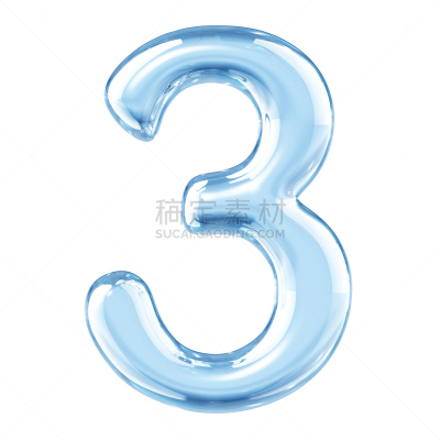 字母,数字3,玻璃,闪亮的,白色背景,文字,符号,背景分离,透明,概念