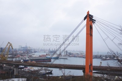 海港,海洋,吊桥,柱子,船,绳子,商用码头,工业船,橙色,客船