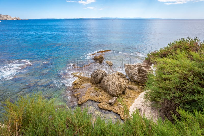 岛,海岸线,科西嘉,水,天空,度假胜地,水平画幅,无人,海港,夏天