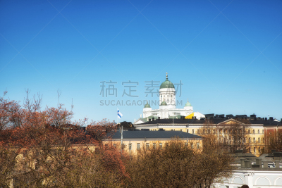 赫尔辛基,大教堂,看风景,在上面,屋顶,新教,美,教堂,外立面,水平画幅