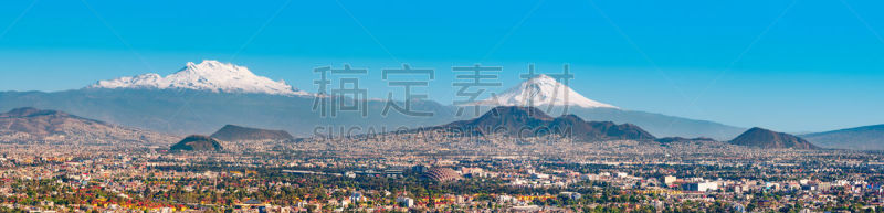 波波卡特佩特火山,墨西哥城,火山,艾克斯塔奇哈特尔火山,墨西哥,宽的,全景,雪山,地形,郊区