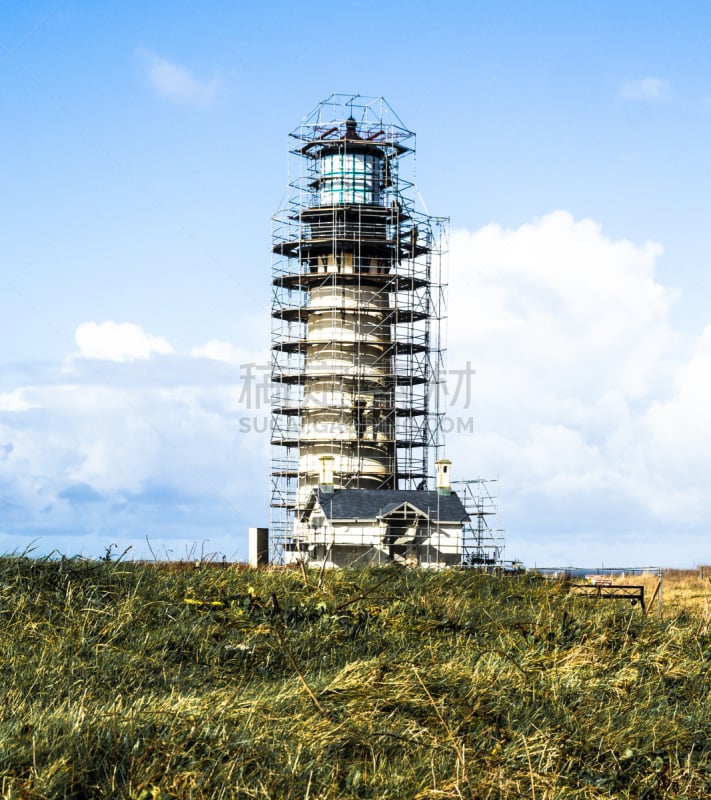 雅吉纳主灯塔,奥勒冈海滨,航海设备,脚手架,建筑业,垂直画幅,灯塔楼,安全的,修理,摄影