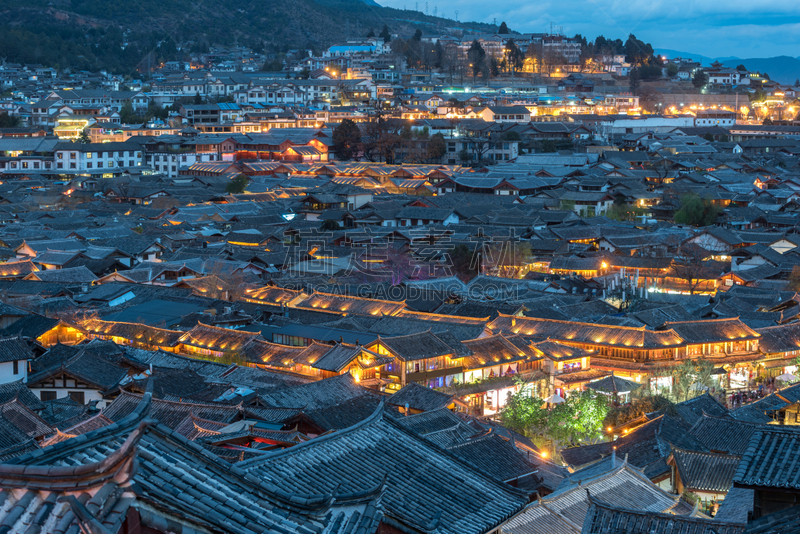 夜晚,都市风景,屋顶,建筑,丽江,动物眼睛,建筑外部,古城,顶部