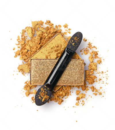眼影,碾碎了的,金色,粉饼,扑面粉,化妆刷,腮红,个人随身用品,垂直画幅,美
