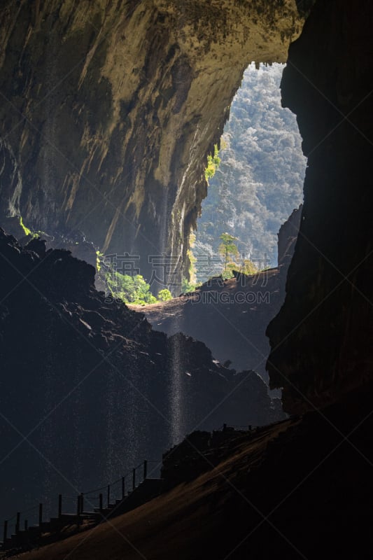 婆罗洲岛,鹿洞,看风景,砂劳越州,蝙蝠,大自然保护协会,垂直画幅,水,美,瀑布