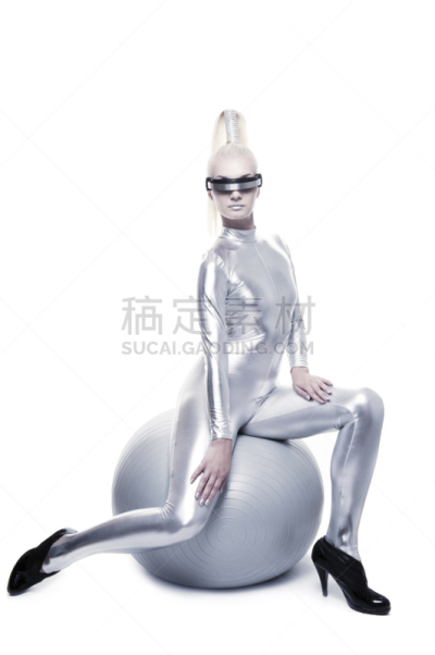 银色,球体,女人,电子人,自然美,垂直画幅,美,未来,彩妆,美人