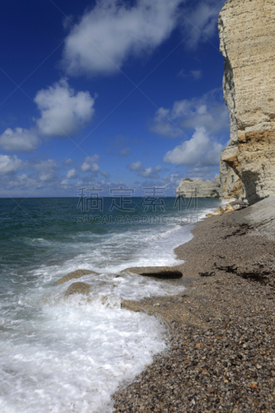 诺曼底埃特塔尔海滩,诺曼底,自然拱,white cliffs,塞纳滨海省,上诺曼底,垂直画幅,水,天空,无人