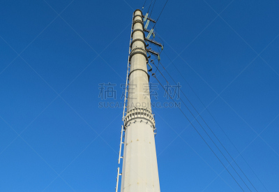 天空,电,电力线,高大的,海洋,电缆,绝缘体,灰色,水平画幅,变压器