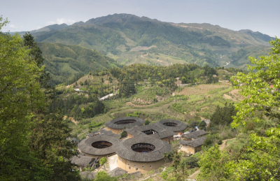 建筑外部,远古的,漳州,南京,福建省,天空,圆形,水平画幅,山,无人