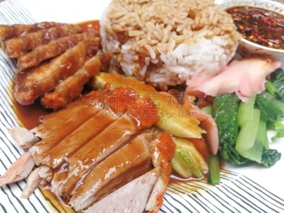 猪肉,鸭子肉,脆,米,格子烤肉,饮食,水平画幅,无人,膳食,泰国