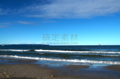 风景,海洋,渡轮,波浪,深蓝,岛,,远距离,水,天空