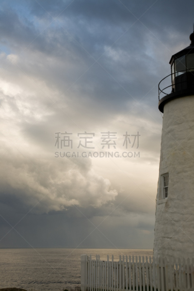 云景,佩马奎德角灯塔,裴马奎德半岛,缅因州,垂直画幅,天空,暴风雨,无人,建筑外部,户外