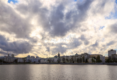 码头,叶卡捷林堡,水,天空,近景,运河,都市风景,现代,沥青,冬天