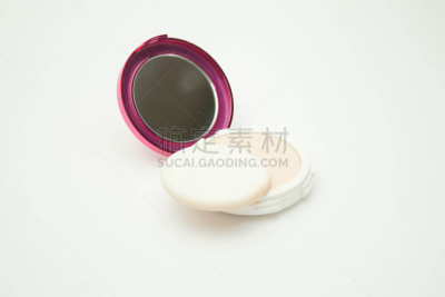 彩妆,扑面粉,白色背景,粉扑,美,水平画幅,腮红,化妆用品,泰国,白色