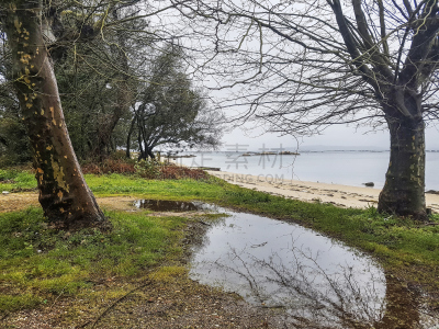 雨,海滩,池塘,水,暴风雨,气候,水平画幅,沙子,无人,加利西亚