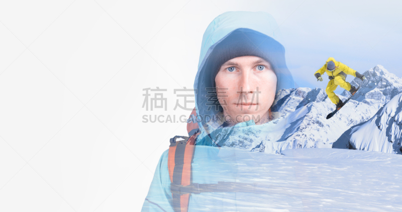 滑雪板,雪,青年人,冬天,男人,山,图像特效,空中技巧,干果饼