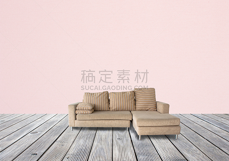 褐色,沙发,木制,粉色,壁纸,办公室,留白,边框,水平画幅,墙
