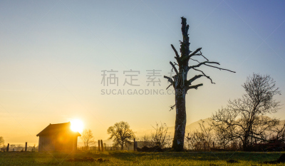 巴伐利亚,murnauer moos,地形,水,天空,水平画幅,山,小木屋,谷仓,无人