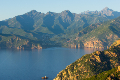 科西嘉,,水,天空,水平画幅,piana,无人,当地著名景点,湿,海岸地形