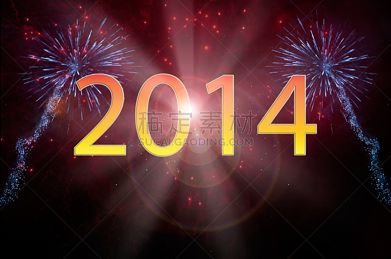 新年前夕,放焰火,2014年,夜晚,闪亮的,暗色,字母,饮食,冬天,庆祝