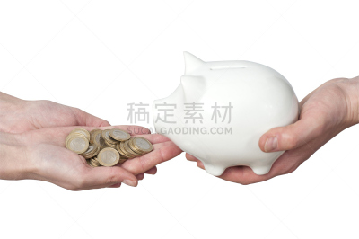 小猪扑满,白色背景,穿衣服,储蓄,水平画幅,银行帐户,计算机制图,计算机图形学,白人,想法