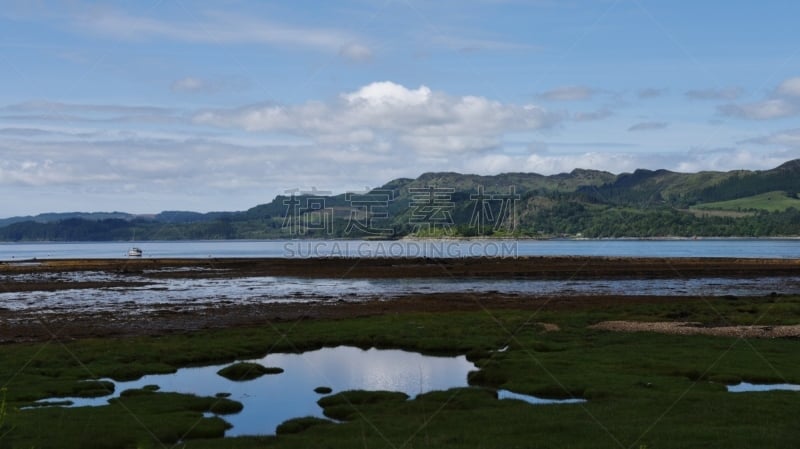 菲尼湖,苏格兰,英国,海湾,阿盖尔-比特,菱形花纹,河口,水平画幅,地形,户外